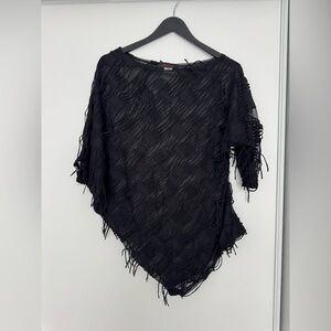 Asymmetrical off shoulder see through tunic - S